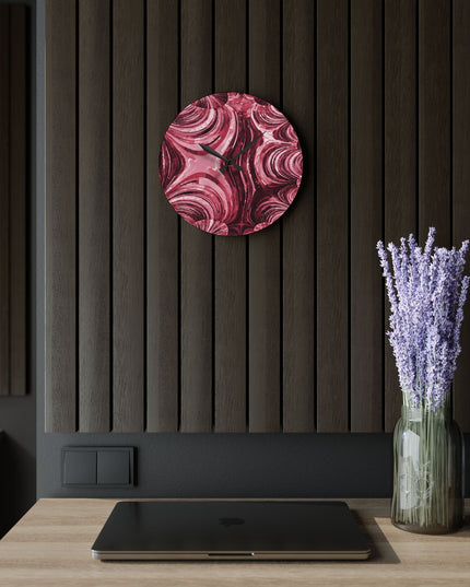 Uzi Spiral Ruby Acrylic Wall Clock, Round or Square, 10.75" x 10.75"