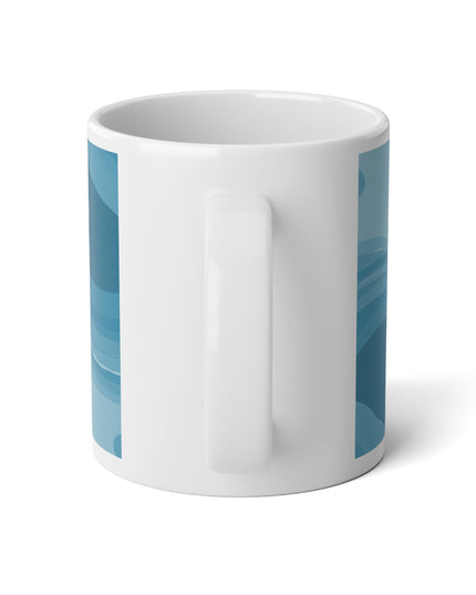 Sky Blue Wavey 20 oz White Glossy Jumbo Mug
