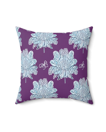 Blue Floral Butterflies 16" x 16" Faux Suede Square Pillow