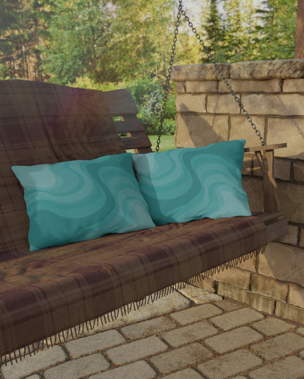 Tif Green Wavey 20" x 14" Outdoor Pillow