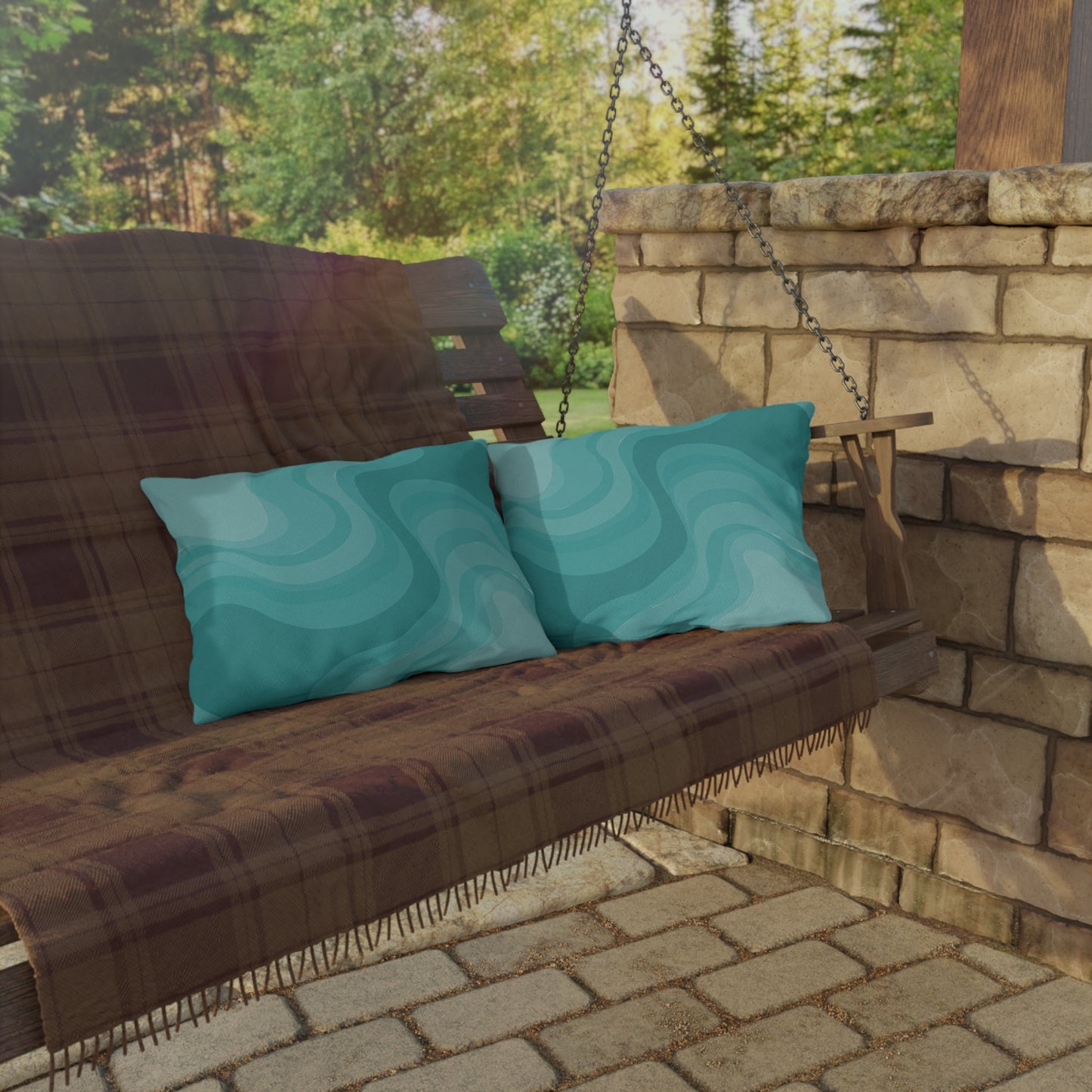 Tif Green Wavey 20" x 14" Outdoor Pillow