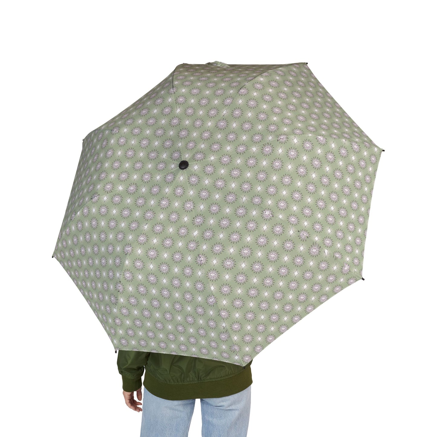 Olive Star-crossed Bodies Foldable Umbrella - Compact & Chic
