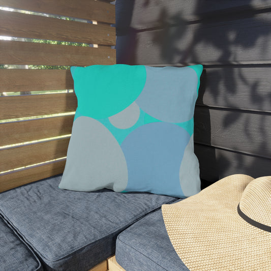 Pastel Tan and Tif Patches 18" x 18" Outdoor Pillows