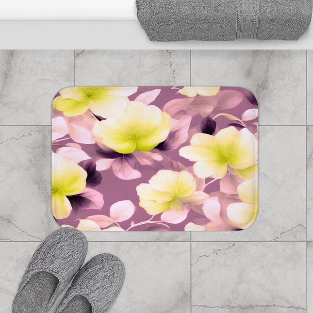 Lemon Blossom Floral Bunch 24" x 17" Bath Mat