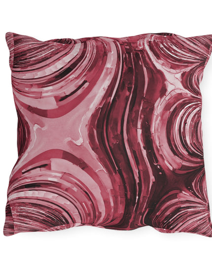 Uzi Spiral Ruby Outdoor Pillow, 18" x 18"