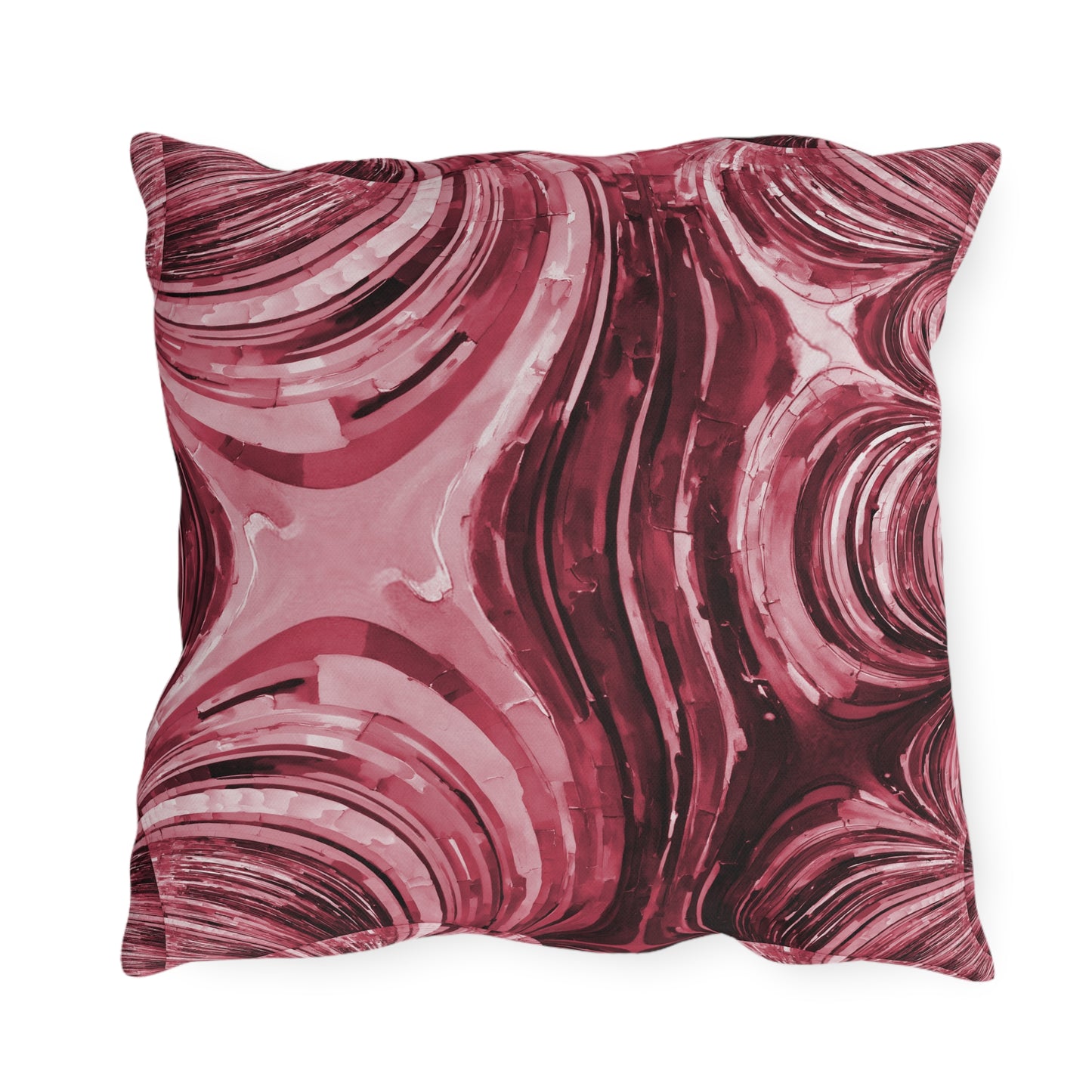 Uzi Spiral Ruby Outdoor Pillow, 18" x 18"