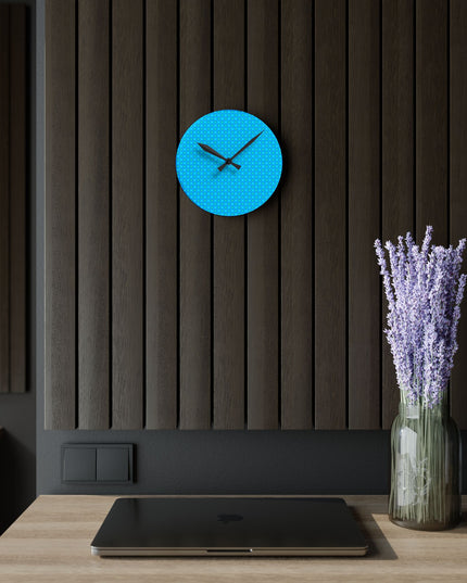 Blue Green Star-crossed Bodies Acrylic Round Wall Clock, 8" x 8"