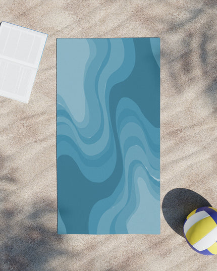 Sky Blue Wavey Beach Towel, 24" x 44"