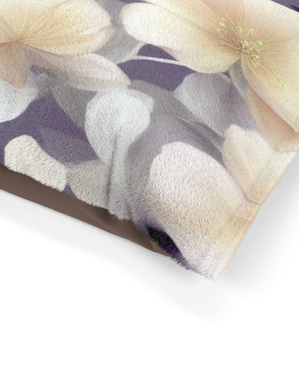 White Blush Floral Bunch Pet Bed, 28" × 18"
