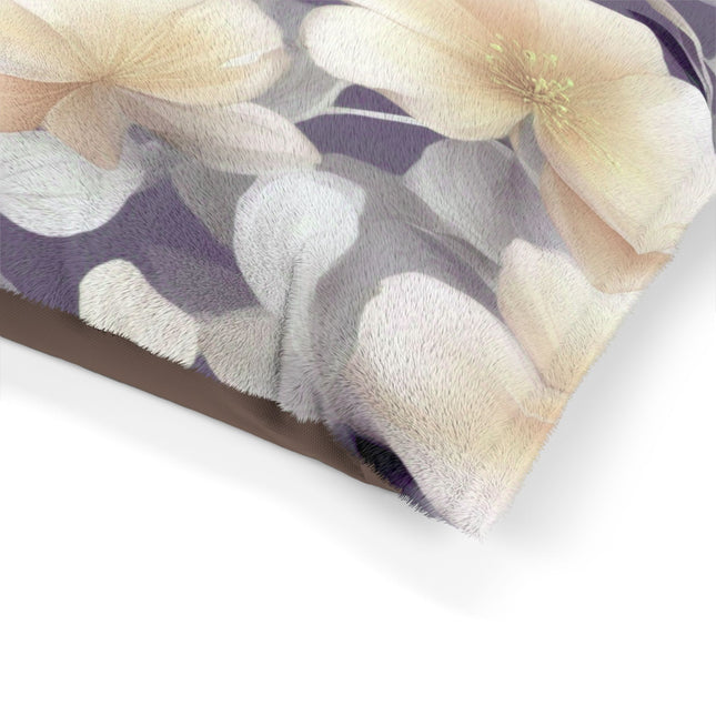 White Blush Floral Bunch Pet Bed, 28" × 18"