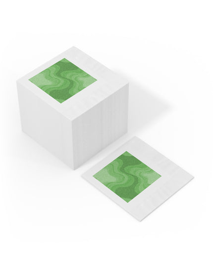 Greenie Meanie Wavey White Coined Napkins, 4.8" x 4.8"