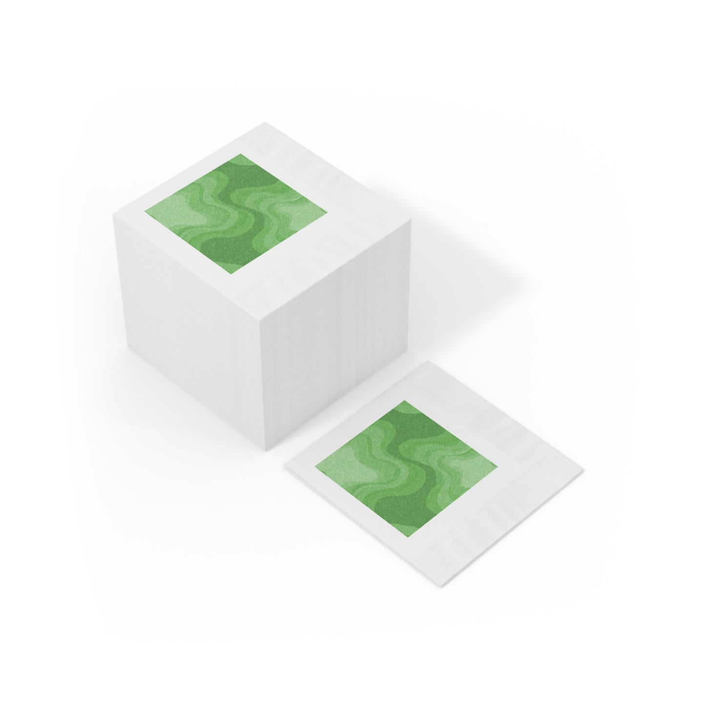 Greenie Meanie Wavey White Coined Napkins, 4.8" x 4.8"