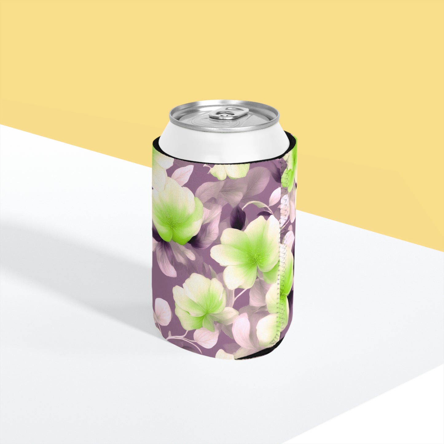Lime Lavender Floral Bunch 12 oz Can Cooler Sleeve
