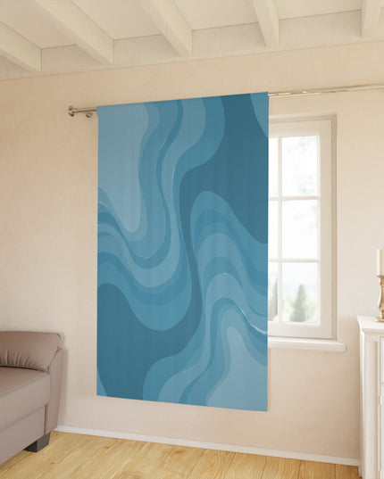 Sky Blue Wavey Window Curtain, 50" x  84", blackout