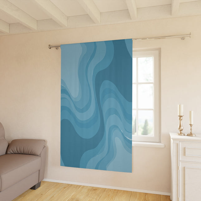 Sky Blue Wavey Window Curtain, 50" x  84", blackout