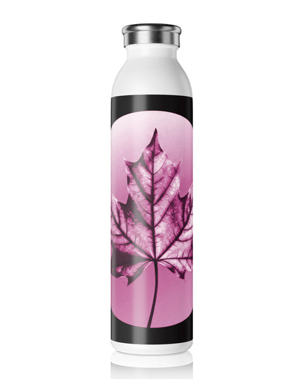 Magenta Maple Leaf Slim Water Bottle, 20 oz White