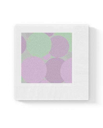 Pastel Lavender Purple and Soft Green Patches White Coined Napkins, 6.5" x 6.5"