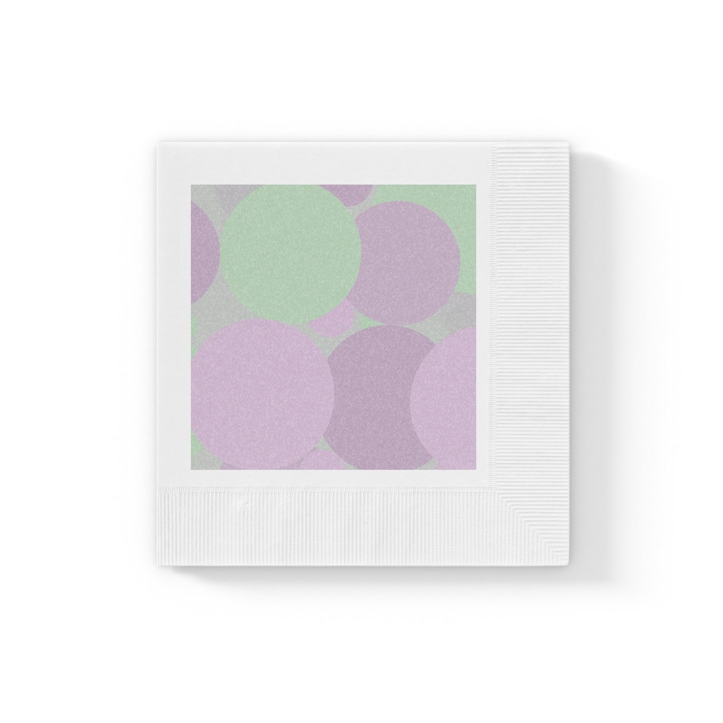 Pastel Lavender Purple and Soft Green Patches White Coined Napkins, 6.5" x 6.5"