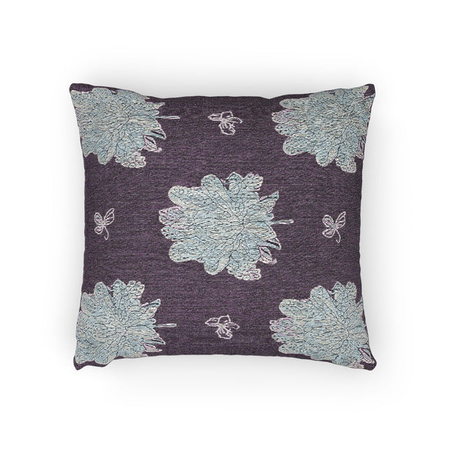 Blue Floral Butterflies Woven Pillow, 17" x 18"