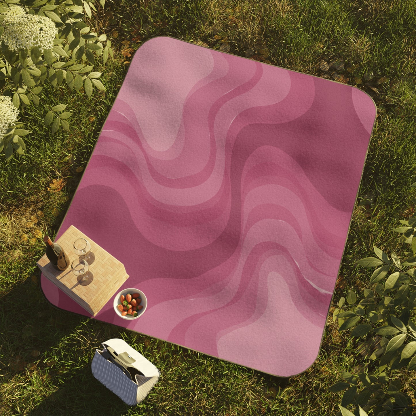 Pinky Mauve Wavey 61" × 51" Picnic Blanket