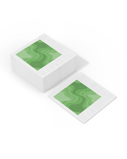 Greenie Meanie Wavey White Coined Napkins, 6.5" x 6.5"
