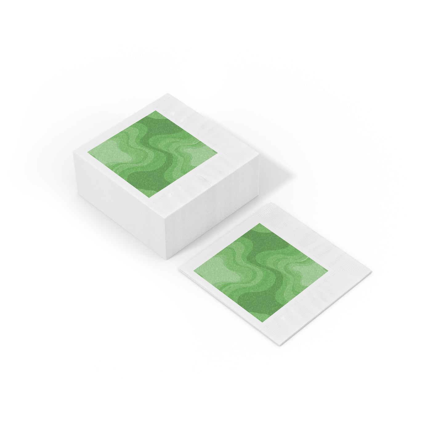 Greenie Meanie Wavey White Coined Napkins, 6.5" x 6.5"