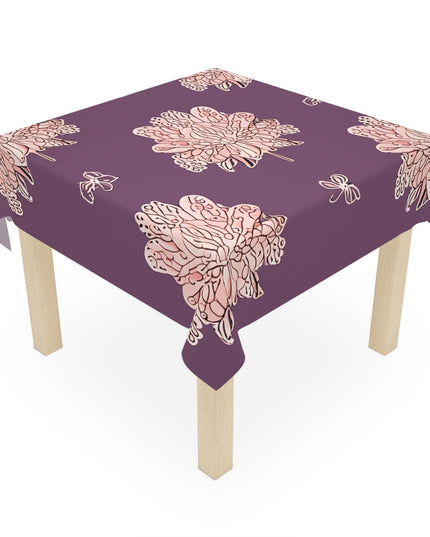 Pink Floral Butterflies Tablecloth, 55" x 55"