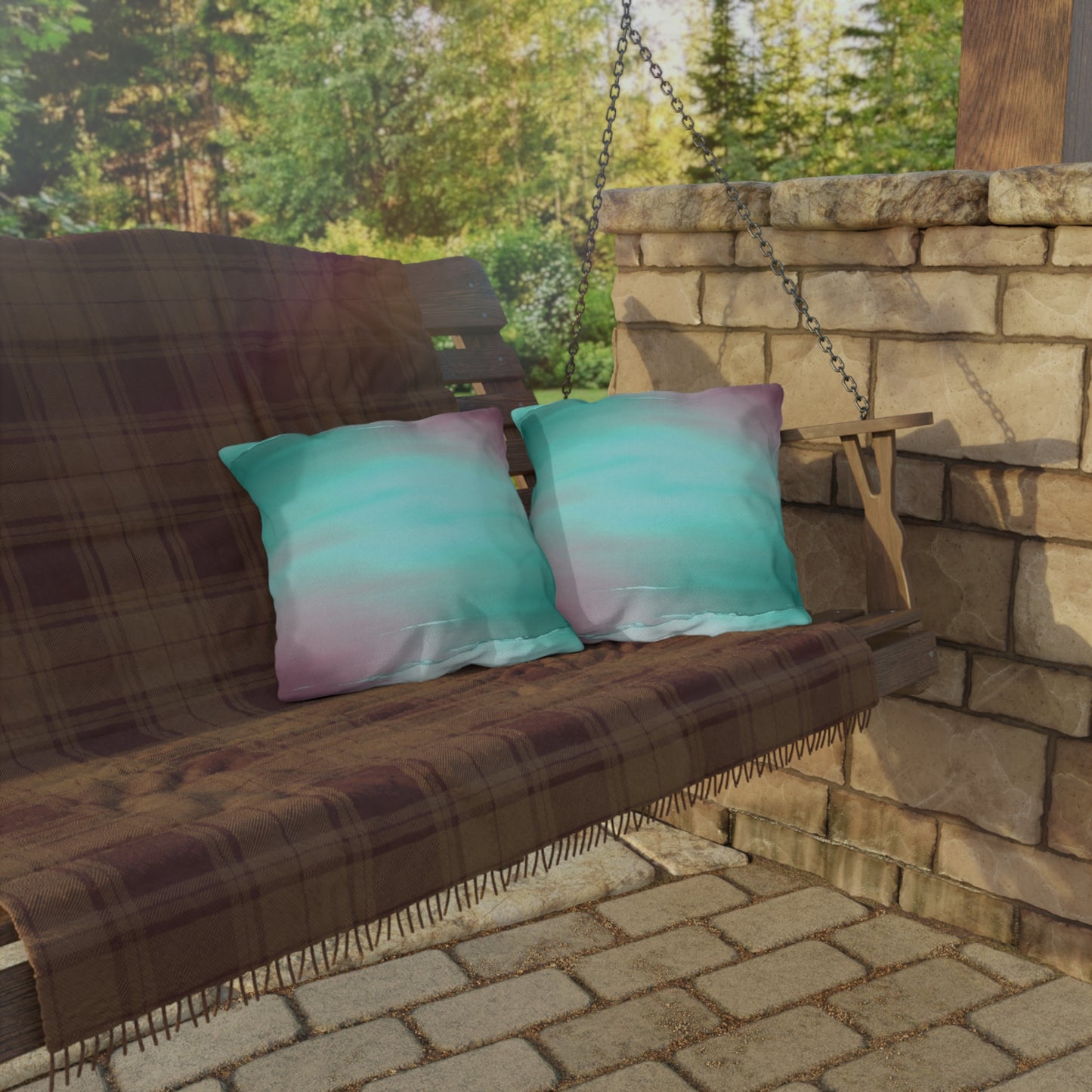 Green Sea Lavender Fog 16" x 16" Outdoor Pillow