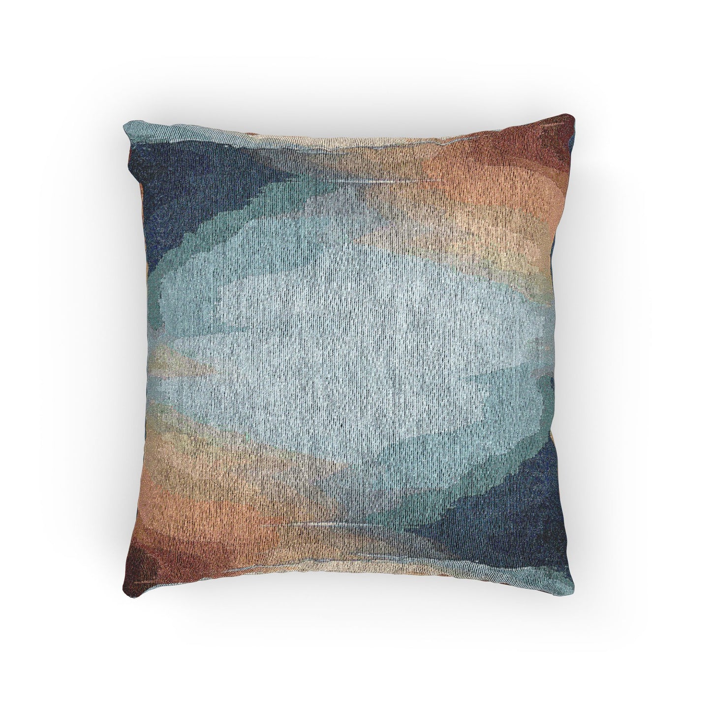 Blue Sea Red Orange Fog Woven Pillow, 17" x 18"