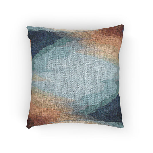 Blue Sea Red Orange Fog Woven Pillow, 17" x 18"