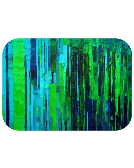 Striped Blue Green Bath Mat, 24" x 17"