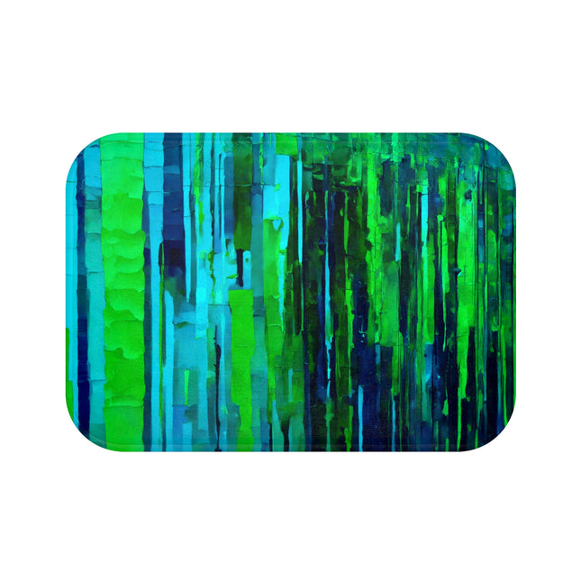 Striped Blue Green Bath Mat, 24" x 17"