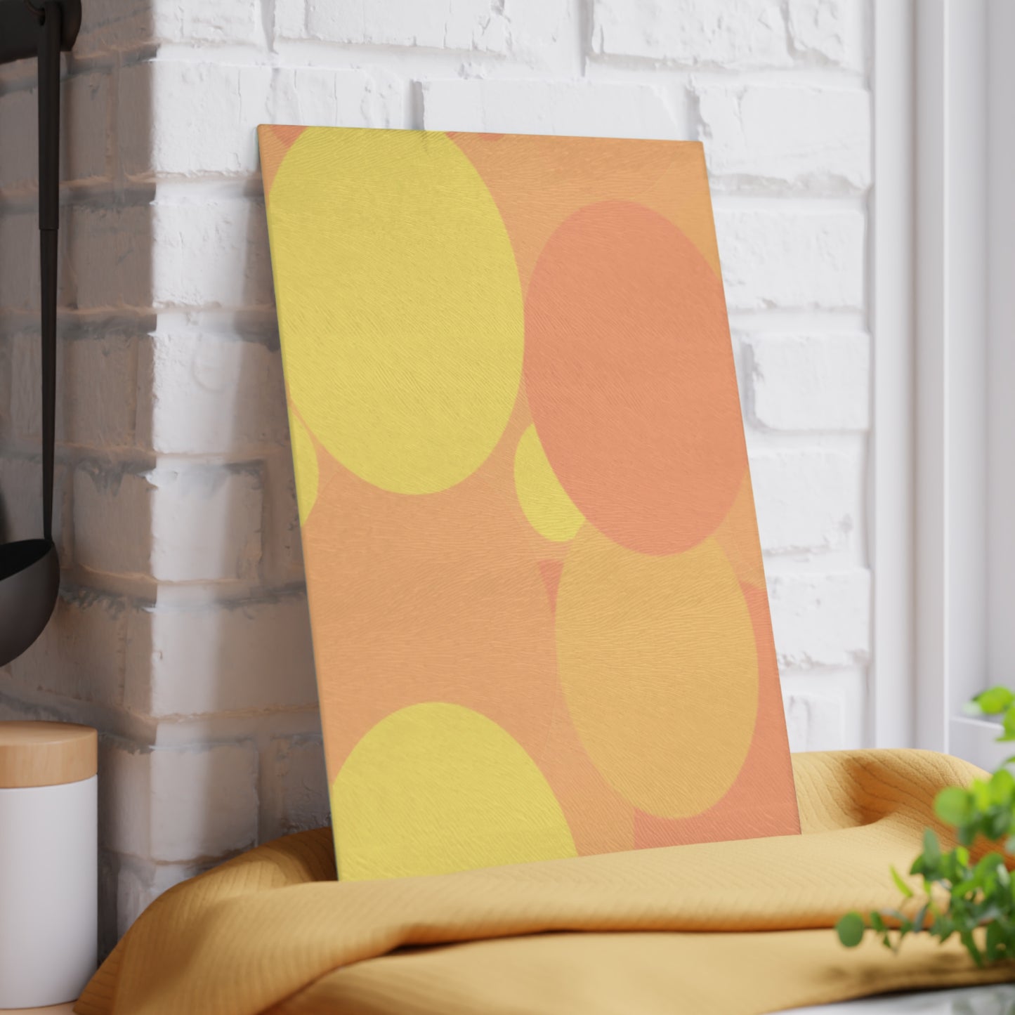 Pastel Bright Oranges Patches 8" x 11" Glass Cutting Board