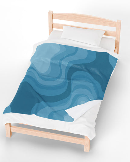Sky Blue Wavey Velveteen Plush Blanket, 50" x 60"