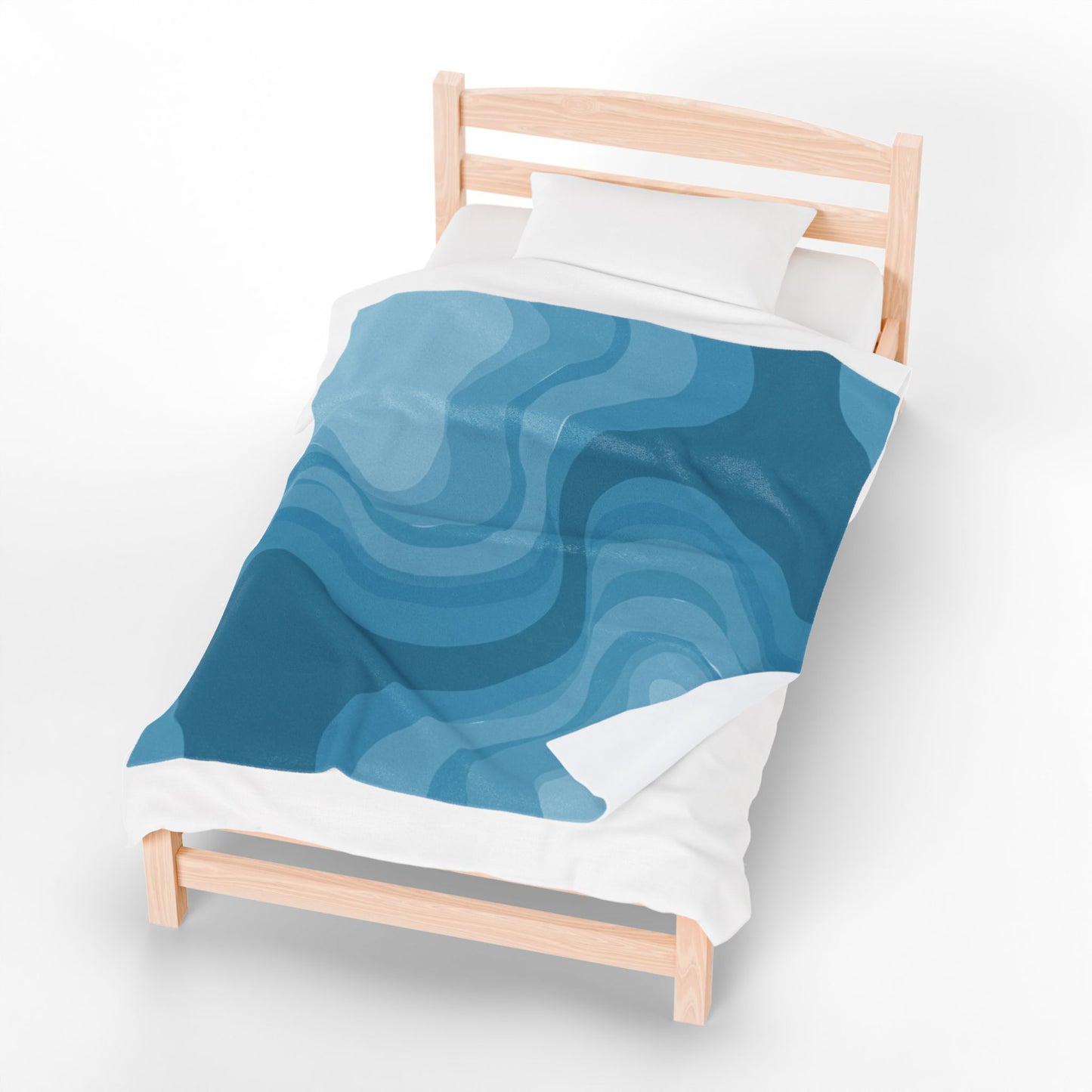 Sky Blue Wavey Velveteen Plush Blanket, 50" x 60"