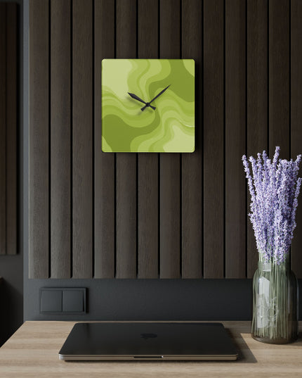 Lemon Wavey 10.75" x 10.75" Round or Square Acrylic Wall Clock