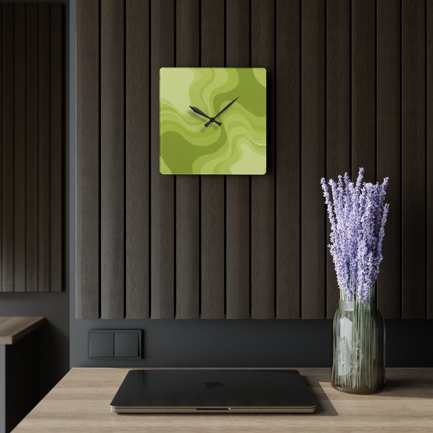 Lemon Wavey 10.75" x 10.75" Round or Square Acrylic Wall Clock