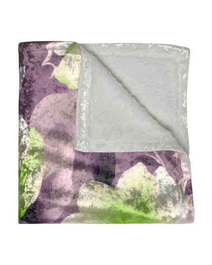 Lime Lavender Floral Bunch Crushed Velvet Blanket, 50" x 60"
