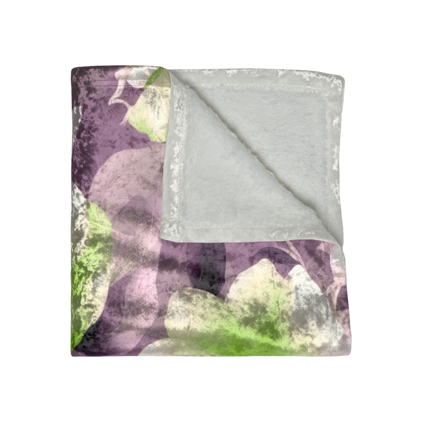 Lime Lavender Floral Bunch Crushed Velvet Blanket, 50" x 60"