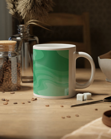 Mint Green Wavey 20 oz White Glossy Jumbo Mug