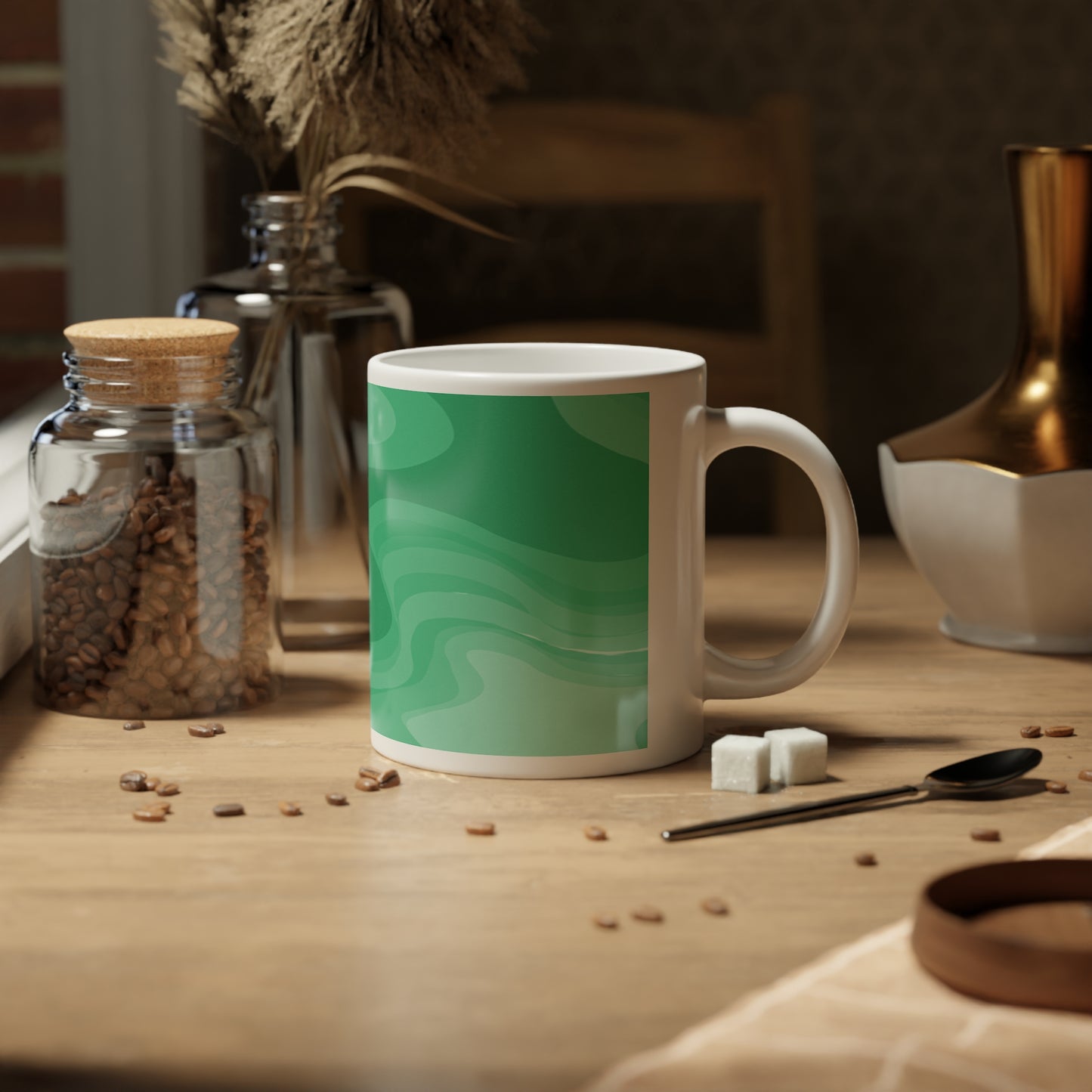 Mint Green Wavey 20 oz White Glossy Jumbo Mug
