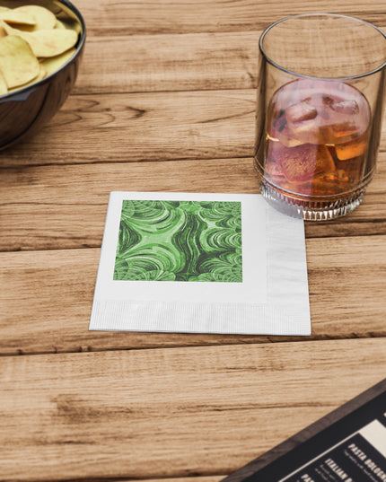Uzi Spiral Mint Pastel White Coined Napkins, 4.8" x 4.8"