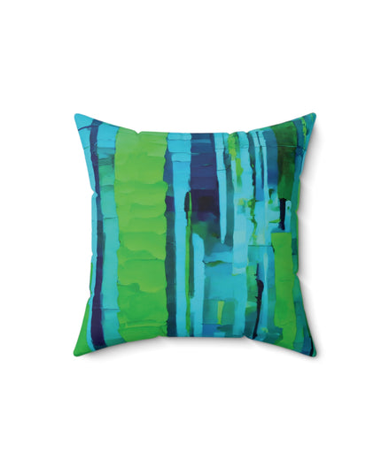 Striped Blue Green 14" x 14" Faux Suede Square Pillow