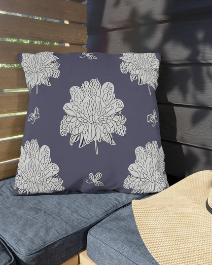 White Floral Butterflies 20" x 20" Outdoor Pillow