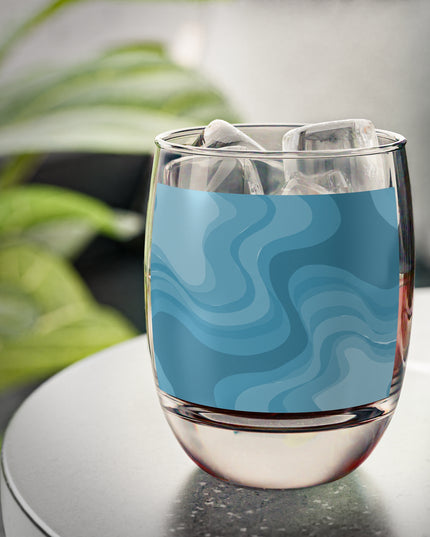 Sky Blue Wavey Whiskey Glass, 6 oz