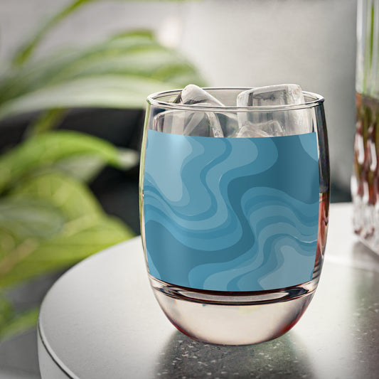 Sky Blue Wavey Whiskey Glass, 6 oz