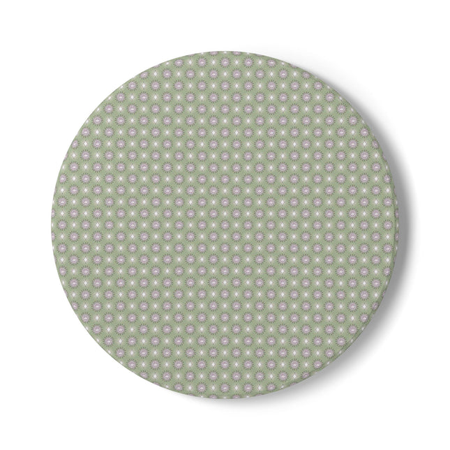 Olive Star-crossed Bodies Round Ceramic Coaster, 4" x 4"
