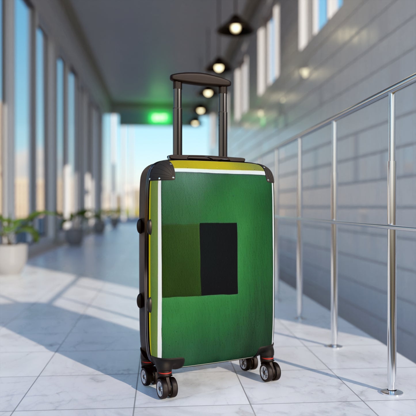 Alpha Shadow Small Suitcase with built in lock, 4 double-wheels, telescopic handle, and ABS back hard-shell