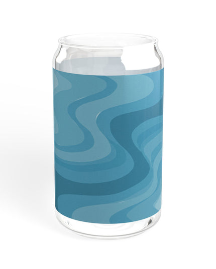 Sky Blue Wavey Sipper Glass, 16oz