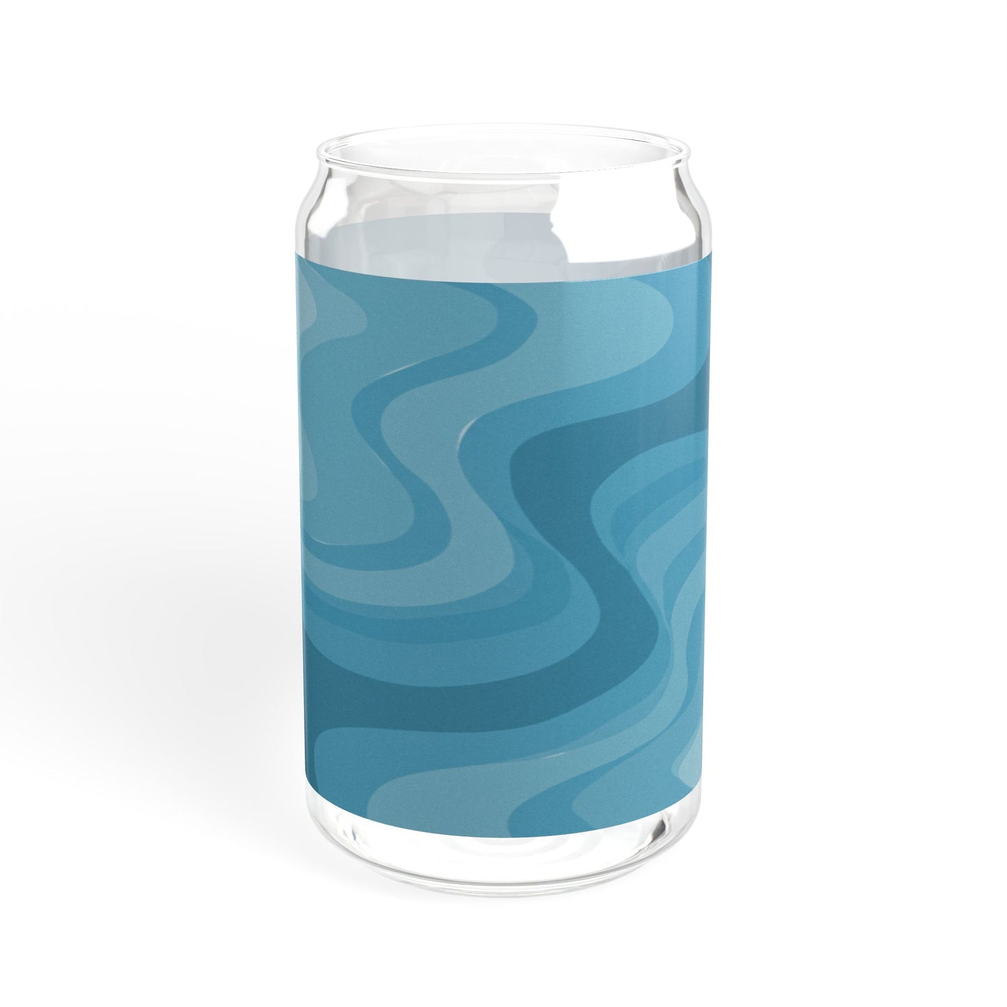Sky Blue Wavey Sipper Glass, 16oz